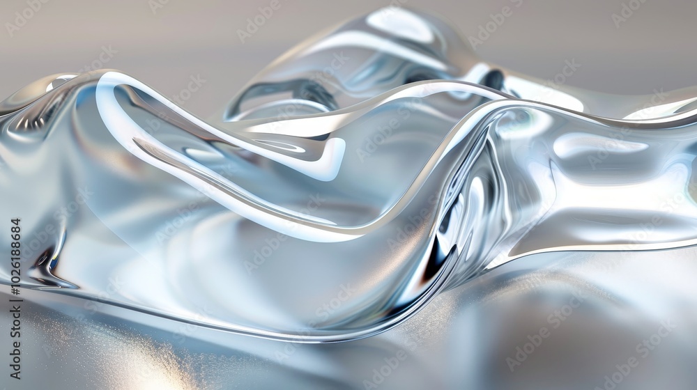 Poster fluid shapes of clear water creating reflections under soft light in a serene environment