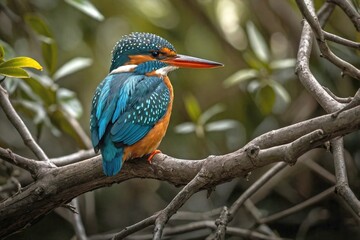 Naklejka premium Kingfisher in a Mangrove Forest