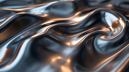 Reflection on a textured metallic surface creates dynamic light patterns and a fluid appearance in a close-up view