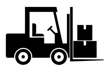 Industrial forklift lifting | vector silhouette illustration on white background