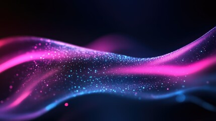 High-Tech Office Background with Flowing Information Lines