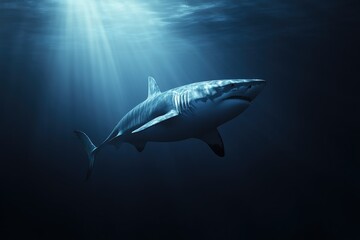 Fototapeta premium Ocean's Apex Predator: The Shark's Silhouette