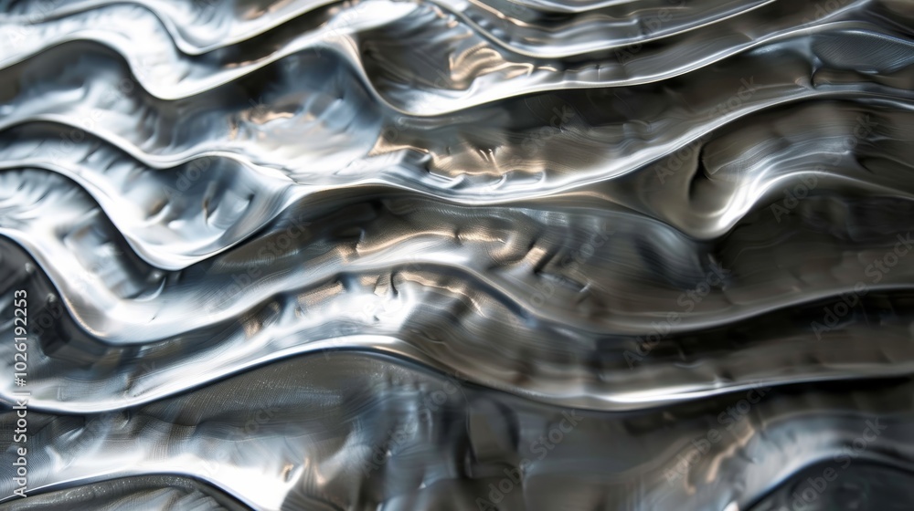 Aufkleber metal waves create dynamic texture in modern artwork displayed in a contemporary gallery setting