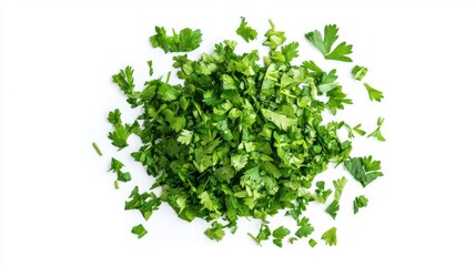 Obraz premium Freshly Chopped Green Herbs for Culinary Use