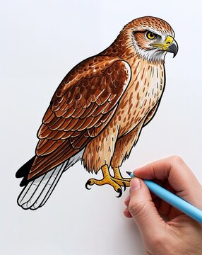 recommend clip art: hand drawing Hawk clipart on plain white background