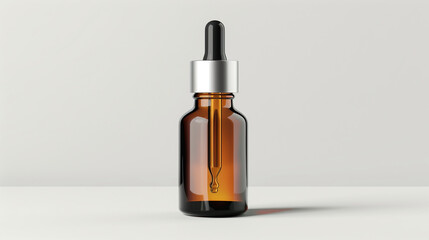 Naklejka premium bottle of glass with cosmetic serum on white background Mockup of container with dropper