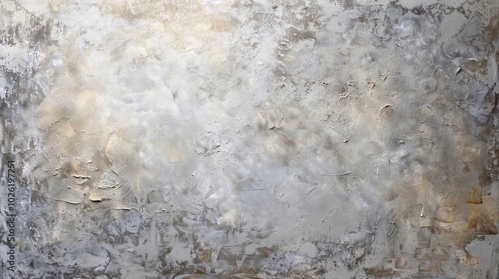 Poster a textured wall surface displaying an abstract blend of white and gray tones during daylight in an i