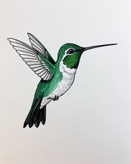 Fototapeta premium hand drawing Hummingbird clipart on plain white background