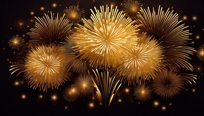 goldenes feuerwerk freigestellt auf schwarz festliches konzept fur silvester und gluckliches neues jahr