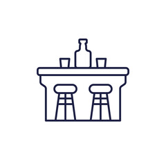 bar counter line icon with a bottle