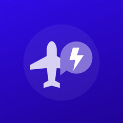 Fototapeta premium Electric plane, aircraft icon, vector transparent design