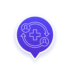 Medical referrals, patients icon, line vector design
