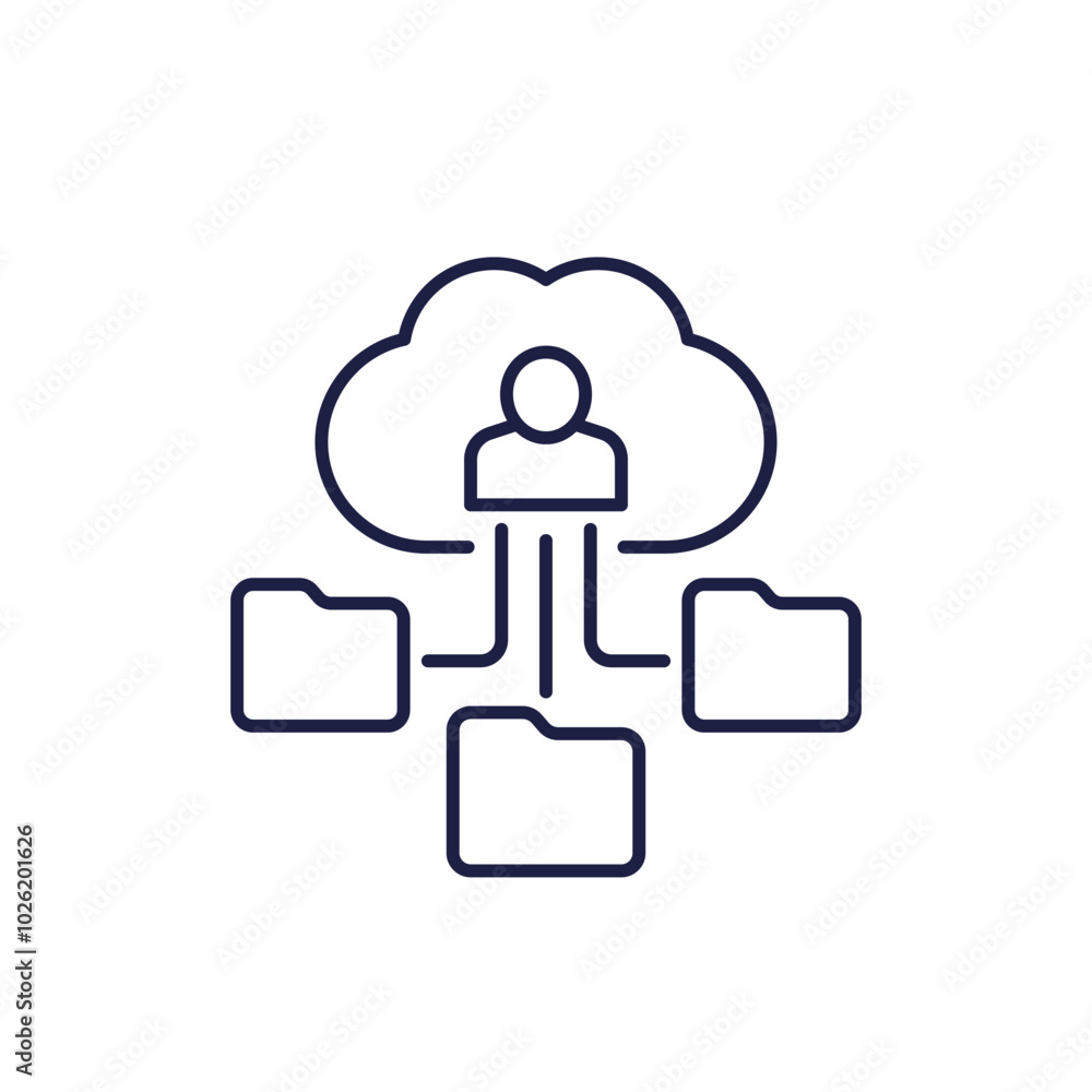 Poster user data in cloud line icon