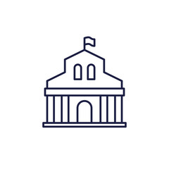 town hall icon, municipal building line vector