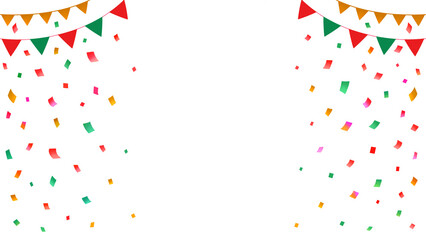 クリスマス　ガーランド　紙吹雪　オーナメント　飾り　枠　見出し　タイトル　キラキラ　おしゃれ　キャンペーン　ギフト　白背景　白バック　透過　16:9