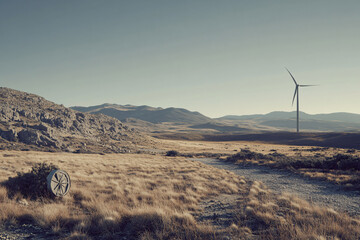 Wind Turbine in a Grassland Landscape