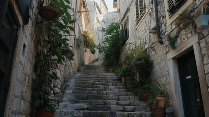 Fototapeta premium Exploring the Old Town of Dubrovnik in Croatia