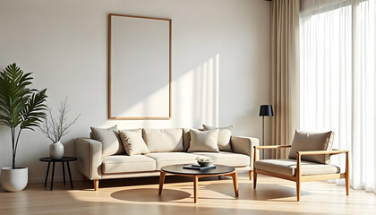 Japandi style - living room in modern yet minimalistic interior concept style 2