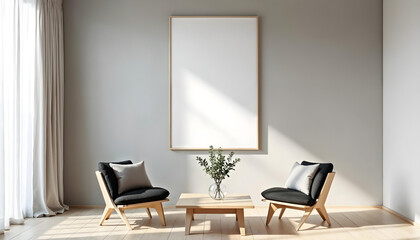 Japandi style - living room in modern yet minimalistic interior concept style 3