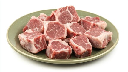 Fresh Chunks of Raw Meat on a Plate