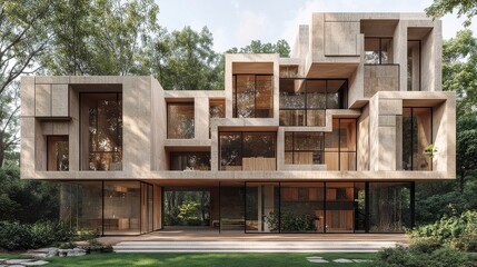 Fototapeta premium Modern Wooden Architectural Structure in Natural Environment