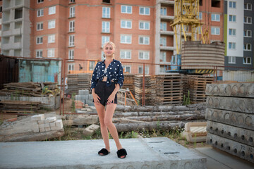 Portrait of a young beautiful blonde girl outdoors.