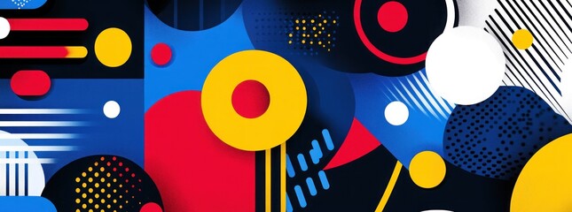 Obraz premium Abstract geometric pattern with vibrant colors and overlapping shapes.