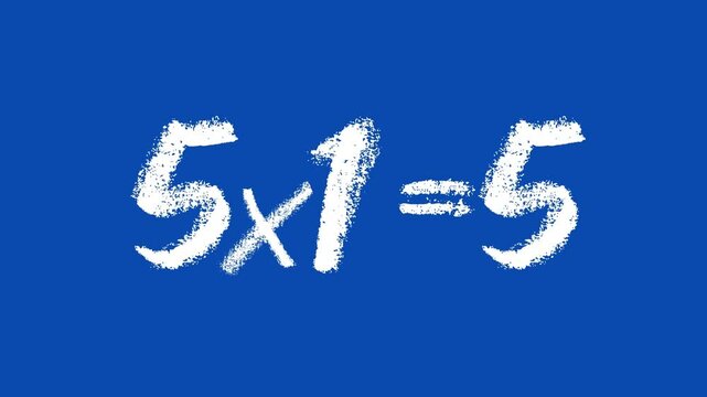Number 5 Multiplication Table, Handwritten Animation, Blue Background