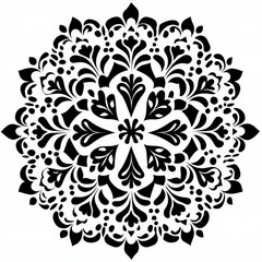 Fototapeta premium mandala pattern in black and white, illustration, wallpaper, abstract floral background