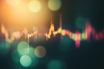 Abstract Blurred Stock Market Chart with Bokeh Lights