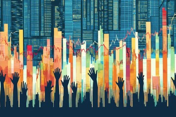 Hands Reaching for the Financial Market