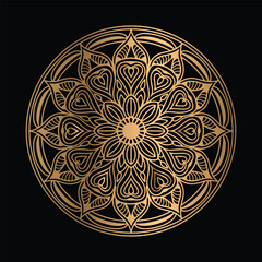 Gradient golden color line art mandala design