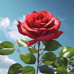 red rose on blue sky