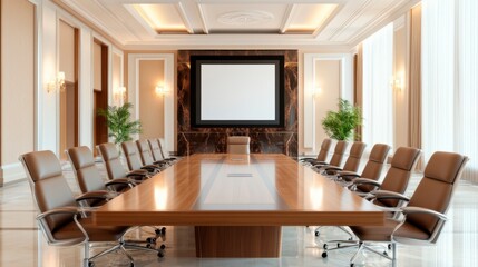 Modern Empty Boardroom with High Angle View