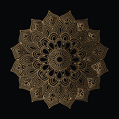 Gradient golden color line art mandala design