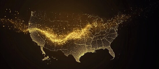 United States Map with Golden Sparkle Effect