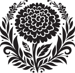 Marigold flower silhouette black vector