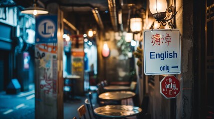 Sign Indicating English Language Use in Workplace