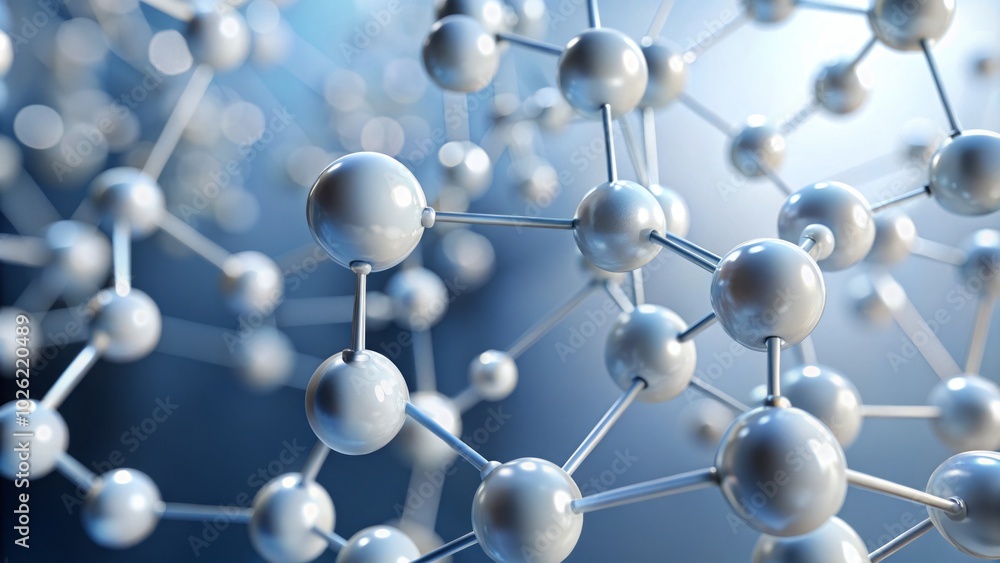 Poster detailed view of molecular structures featuring white spheres and strands, emphasizing their signifi