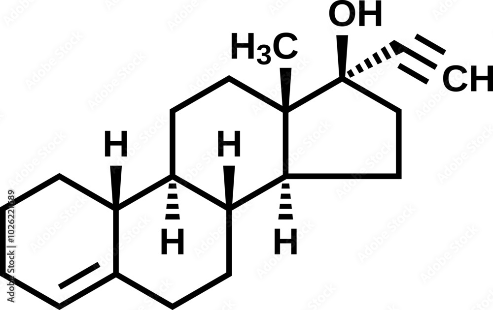 Wall mural Lynestrenol structural formula, vector illustration 