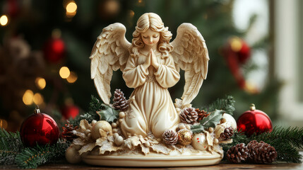 Obraz premium Elegant Christmas Angel Figurine in Porcelain