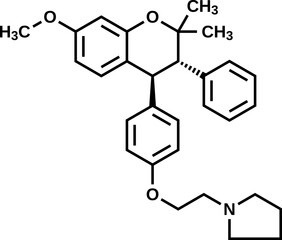 Ormeloxifene structural formula, vector illustration