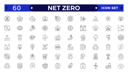 Net zero nature Outline icon natural environment Carbon neutral and net zero concept greenhouse gas emissions Green energy, CO2 neutral, gas emissions, climate, ecology, collection.