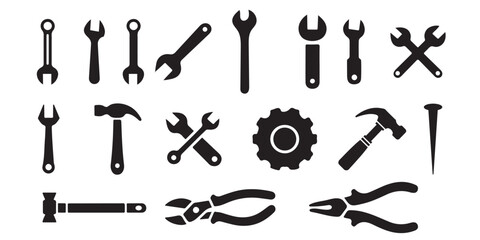 work tool icon set vector, repair tool vector on white background 