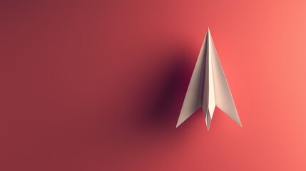 Fototapeta premium Minimalist Paper Airplane on Solid Background