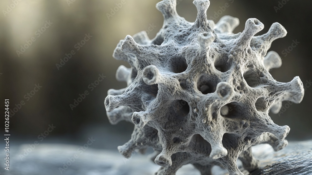 Aufkleber a detailed 3d render of a single virus particle, with intricate surface structures