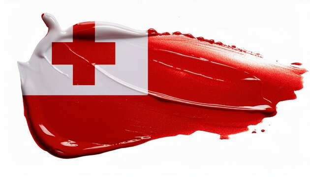 絵の具とトンガの国旗(Paint of the Tonga flag.)
