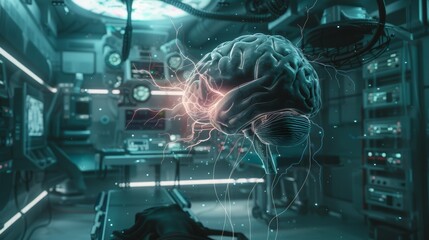 Futuristic Brain Implantation Concept in a Modern Lab