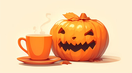 Muffin, pumpkin and a cup of coffee.