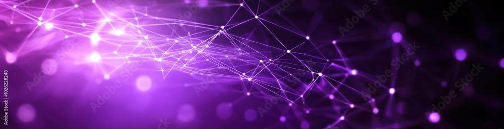 Aufkleber abstract purple background with glowing lines and dots forming a network or connection.